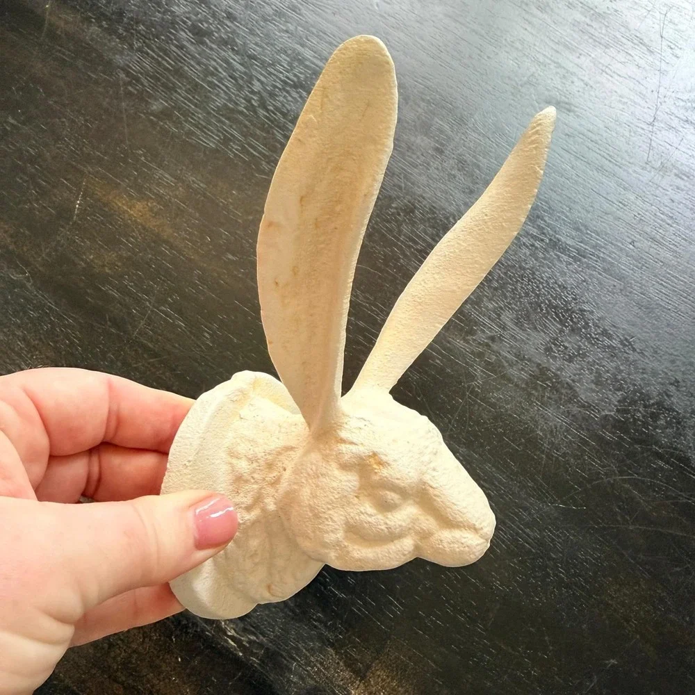 Cast Iron Rabbit Wall Hook Antique White Farmhouse Decor 7